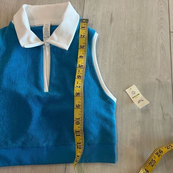 AERIE OFFLINE  Blue & White Hole-In-One Terry Polo Cropped Shirt and bottom top - Picture 5 of 9